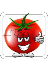 4 Parça Ahşap Çocuk Puzzle Domates - Walldeco