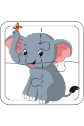 4 Parça Ahşap Çocuk Puzzle Fil - Walldeco