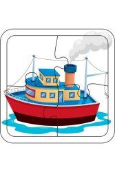 4 Parça Ahşap Çocuk Puzzle Gemi - Walldeco