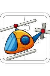 4 Parça Ahşap Çocuk Puzzle Helikopter - Walldeco