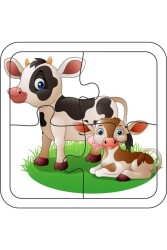 4 Parça Ahşap Çocuk Puzzle Inek - Walldeco