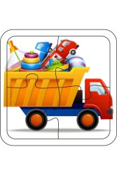 4 Parça Ahşap Çocuk Puzzle Kamyon - Walldeco