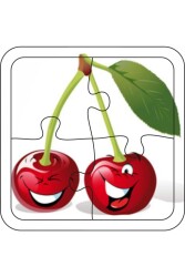 4 Parça Ahşap Çocuk Puzzle Kiraz - Walldeco