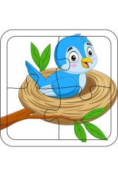 4 Parça Ahşap Çocuk Puzzle Kuş - Walldeco