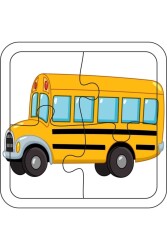 4 Parça Ahşap Çocuk Puzzle Otobüs - Walldeco