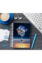 Astronot Ve Gezegenler Ahşap Kapaklı Mdf Defter Çizgisiz - Walldeco