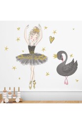Balerin Ve Kuğu Çocuk Odası Duvar Sticker - Walldeco