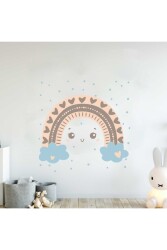 Çocuk Odası Kalple Gülümseyen Gökkuşağı Sticker - Walldeco