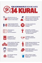 Covid-19 Uyarı Afişi 70x100 Cm (14 Kural) Etiket Stıcker - Walldeco