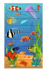 Eğitici Öğretici Zeka Geliştirici Sevimli Ahşap Çubuk Puzzle Akvaryum - Walldeco