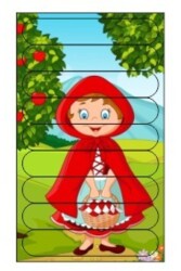 Eğitici Öğretici Zeka Geliştirici Sevimli Ahşap Çubuk Puzzle Kırmızı Başlıklı Kız - Walldeco