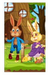 Eğitici Öğretici Zeka Geliştirici Sevimli Ahşap Çubuk Puzzle Tavşan - Walldeco