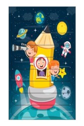 Eğitici Öğretici Zeka Geliştirici Sevimli Ahşap Çubuk Puzzle Uzay - Walldeco