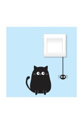Kedi Ve Örümcek Priz Sticker 21x29cm Elektrik Düğmesi Sticker - Walldeco