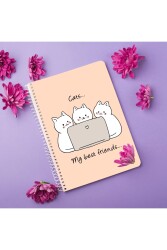 Kediler Ahşap Kapaklı Mdf Defter Çizgisiz - Walldeco