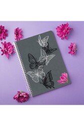Kelebekler Ahşap Kapaklı Mdf Defter Çizgisiz - Walldeco