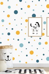 Mavi Irili Ufaklı Yuvarlak Duvar Stickerı 96 Adet - Walldeco