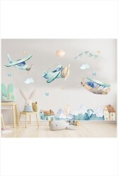 Mavi Uçaklar Çocuk Odası Duvar Sticker - Walldeco