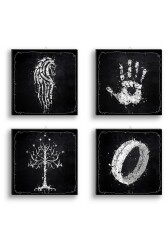 Nesart Yüzüklerin Efendisi Semboller 4lü Tablo Seti - 