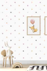 Pembe Tonlarda 204 Adet Candy Soft Renkli Yuvarlak Duvar Stickerı - Walldeco