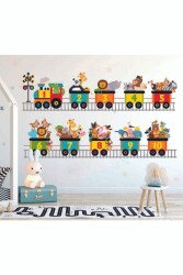 Sevimli Hayvanlar Ve Sayılar Tren Yolculuğu Çocuk Odası Duvar Sticker - Walldeco
