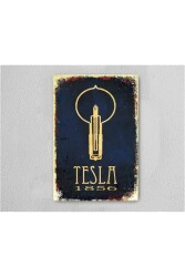 Tesla 1856 Retro Vintage Ahşap Poster Tablo - Walldeco