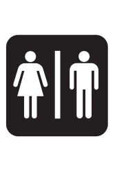 Wc Tuvalet Siyah Beyaz İkon Sticker - Walldeco